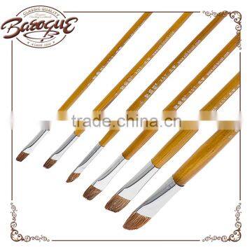 Hot Sale 6pcs Filbert Wooden Handle Horse Hair Bristle Professional Artist Oil Painting Brush Set for Artist Oil Painting
