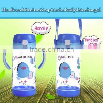 Valueder portable wearable 12oz tritan plastic bottle with double handle