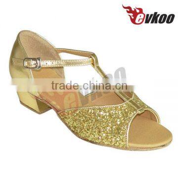 new fashion tan satin material upper flat/low heel dance shoes for kids/girls danse performance/practice factory price