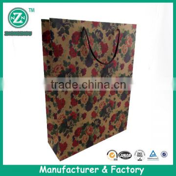 2016 most popular Retro flower flat bottom paper gift bag/shopping bag