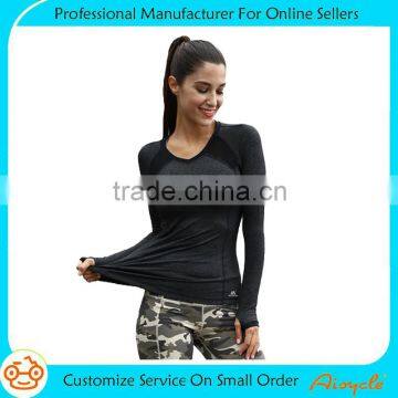 Women's Workout Tee Long Sleeve Yoga Running Gym Sports T-Shirt Fast Dry