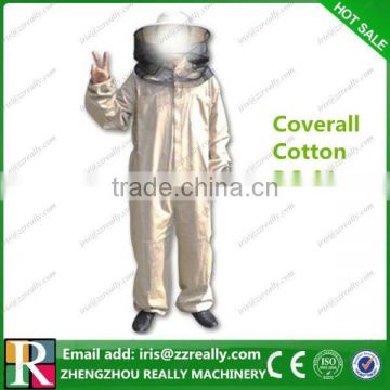 Coverall cotton beekeeping equipment suit and gloves for beekeepers with veil and zipper