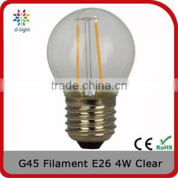 A45 filament 400lm 4w replacement 30w E26 global transparent vintage light bulb for restaurant