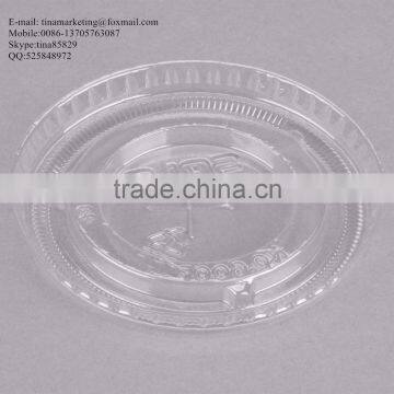 9-10 Oz. Clear Flat PS Plastic Lid With Straw Slot for Cold Drink Cup China Manufactory Price photo-5