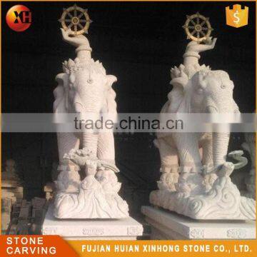 Large White Granite Garden Outdoor Elephant Statue photo-2