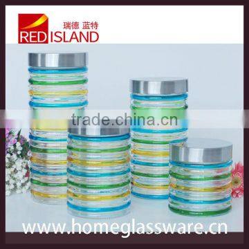 hand-painted glass mason jar with stainless steel lid for starage food