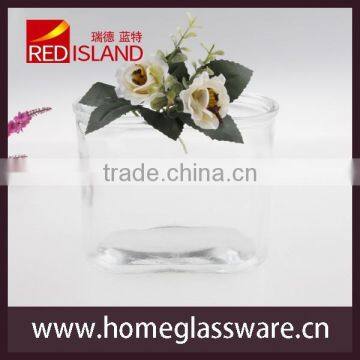 5" HIGH CLEAR GLASS OVAL ART Square GLASS VASE photo-4