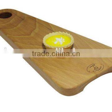 Wooden Serving Tray Wooden Fruit Tray Beech Dessert Plate Egg Tart Tray Tri-Angle Shape Board With Hanging Hole