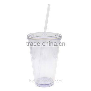 Plastic Tumbler Cup With Straw And Lid, PP Plastic Type And Plastic Material Disposable photo-3