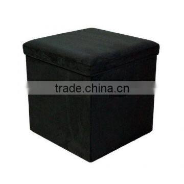 Folding Storage Ottoman Microsuede, Black photo-2