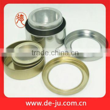 Top transparent PVC window round flat silver tin packing cans