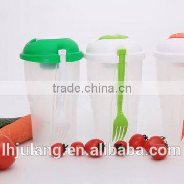Wholesale BPA-Free Plastic Salad Shaker /plastic Salad Cup With Fork&dressing photo-3