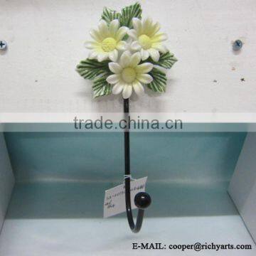 unique decorative ceramic wall hook with flower design for decoration