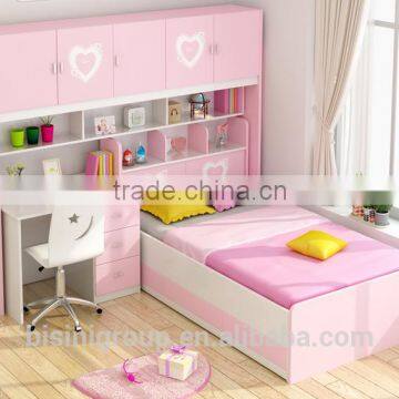 Pink and Blue Bed Children Bedroom Furniture Storage Multifuntional Combined-bed for Kids