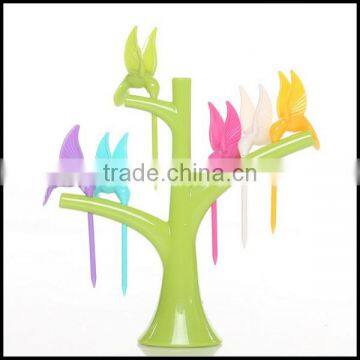 Eco-friendly Creative Cute Design Bird Shape ABS Plastic Fruit Fork Wholesale photo-4
