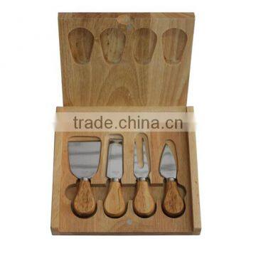 Lovely Cheese Knife Set With Rubber Wood Holder photo-3
