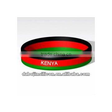 Kenya flag silicone wristbands for promotional gifts