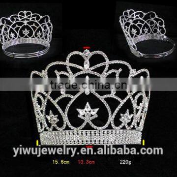 2016 Large Pageant Rhinestone Ornament Hair Crowns Bulk Princess Rhinestone Tiaras H172-139 photo-2