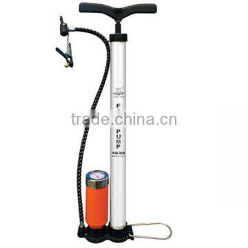 Single Barrel Aluminium Bicycle & Car Tire Hand Pump With Gauge