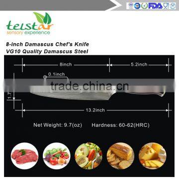 8-inch Damascus Chef's Knife - VG10 Quality Damascus Steel, 67 Layers Full-tang Blade-razor Sharp With Protective Bolster photo-2