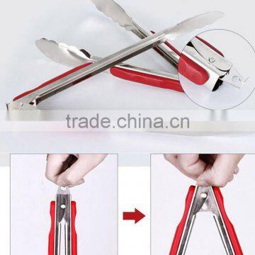 Factory Stainless Steel Hot Prevent BBQ & Bread Baking Food Tongs With Silicone Handle photo-2