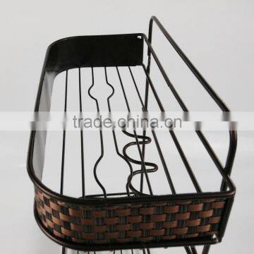 double layer bathroom metal shelf woven decoration BS2004-2L