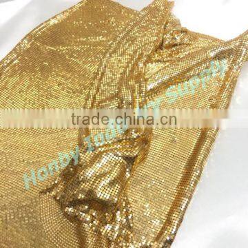 Fashion 3mm Golden Color Aluminum Sequin Mesh Fabric