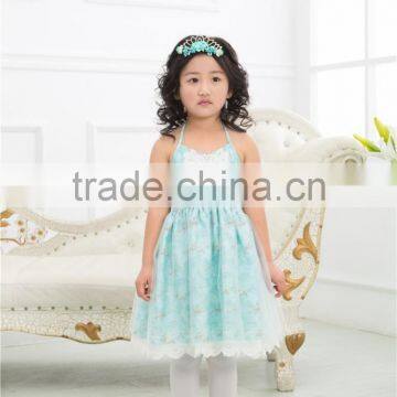 Newest Design Sling Fashion Kids Party Wear Girl Dress Baby Floral Backless Dress