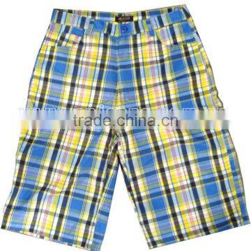 plaid stock men casual beach shorts