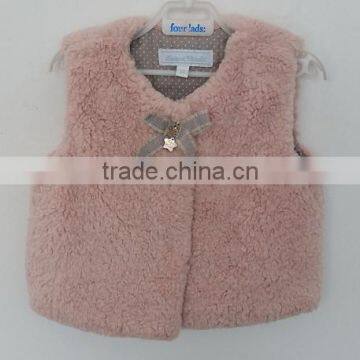 baby girl pink faux fur waistcoat for winter