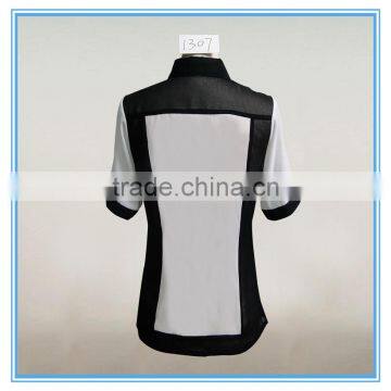 2016 New Fashionable Patch Work Chiffon Model Blouse Neck Designs photo-3