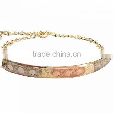 Imitation Three Tone Plated Bangle Bracelet With Extension Link Chain