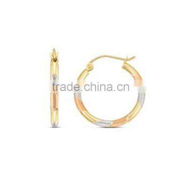 Tri Color Gold Plated Hoop Earrings