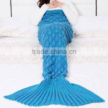 2017 Blanket Factory China Wholesale Knitted Fish Scale Mermaid Blankets photo-5