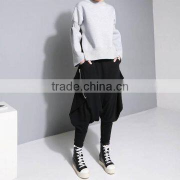 Occident style 2017 spring flare sleeve hoodie with zipper design women pullover hoodie