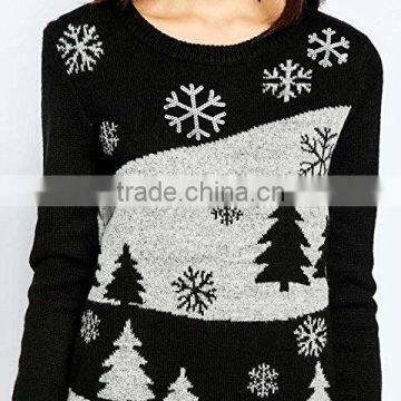 Ugly Christmas Knitted Pullover Cotton Crew Neck Sweater For Women on 2016 photo-2