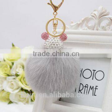 Faux Fur Pompom Key Chains Rhinestone Keychains Ladies Perfume Bottle Key Chain Rings Holder Cover Women Fmq-13 photo-4