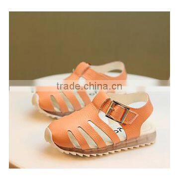 2016 Girls summer leather hard sole sandals