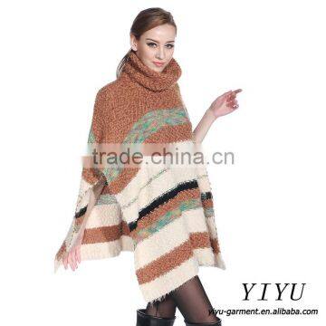 2016 New Style turtleneck poncho sweater 100% cashmere poncho for women