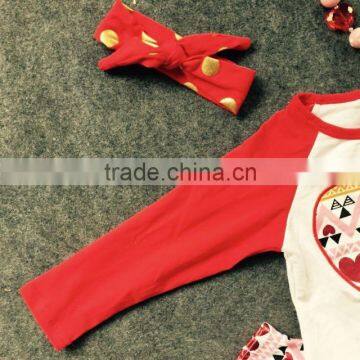 2016 Valentine's Day Baby Girl Clothes Hot Sell Outfits Heart Aztec Pant With Matching Necklace and Headband Set photo-2