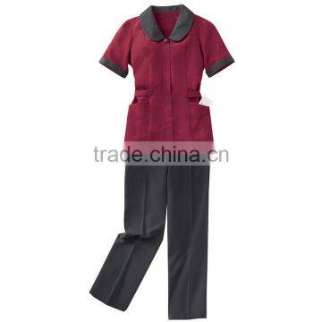 100% Polyester Stylish Cut and Variety of Colors Short Sleeve Housekeeping Uniform Set