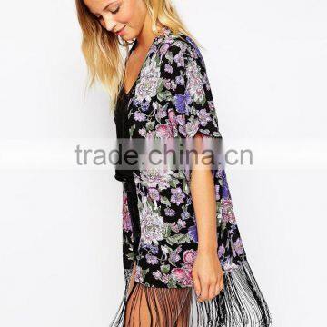 New Look Floral Fringe Kimono