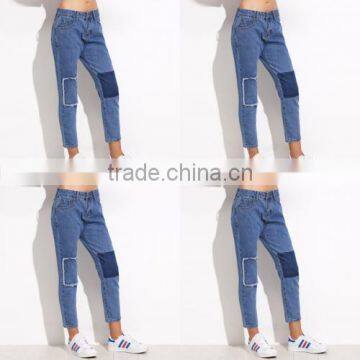 Pictures of Jeans Patchwork Blue Pants Women Casual Pants photo-3