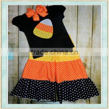 Christmas boutique outfit tutu skirt black top with colorful egg embroidery baby clothing