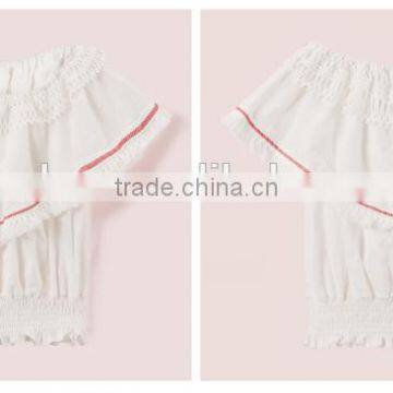 2017 Latest Fashion Design Lotus Leaf Sleeve Sexy Ladies Top Women Blouse for Wholesale photo-5