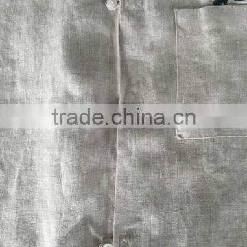 Beige Linen Mandarin Collar Special Buttonhole Mens Casual Dress Shirts photo-4