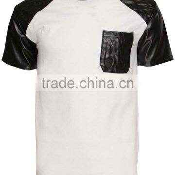 Guangzhou Shandao Men 180g 95% Cotton 5% Spandex Summer With Pocket O-Neck Short Leather Sleeve Tshirt photo-3