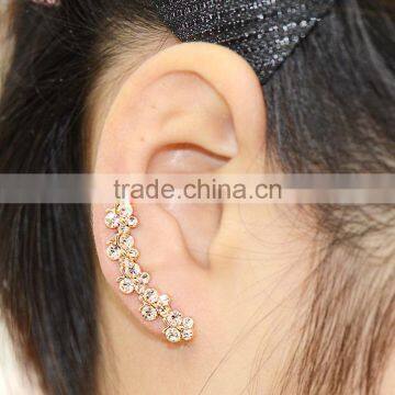 Earring Stud Crescent Shape Rhinestone Right Ear Cuff earrings Golden