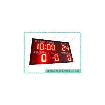 RED LED Electronic Scoreboard for Basketball Built-in 24 Shot Clock