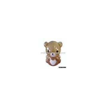 Plastic little bear shaped coin bank(saving box,piggy bank)